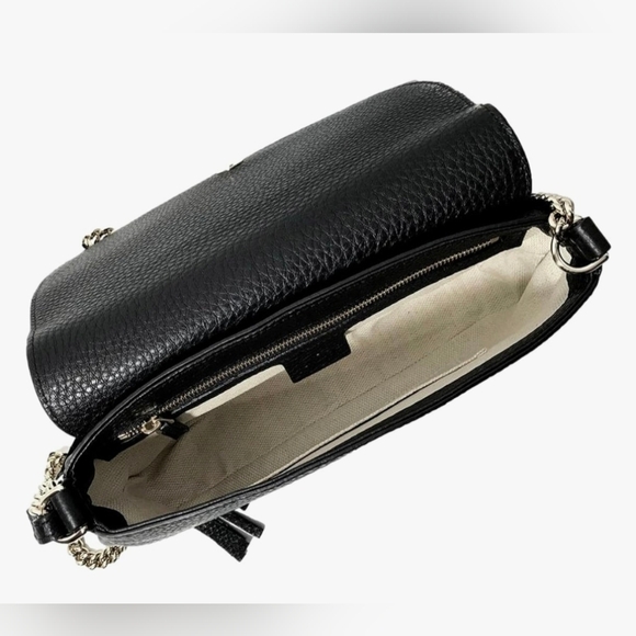Gucci Soho Leather Flap Shoulder Bag Black Gold Tassel New Authentic. NWOT - Picture 5 of 6